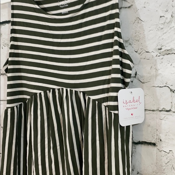 NWT Isabel maternity stripe olive and white tank - Picture 4 of 7